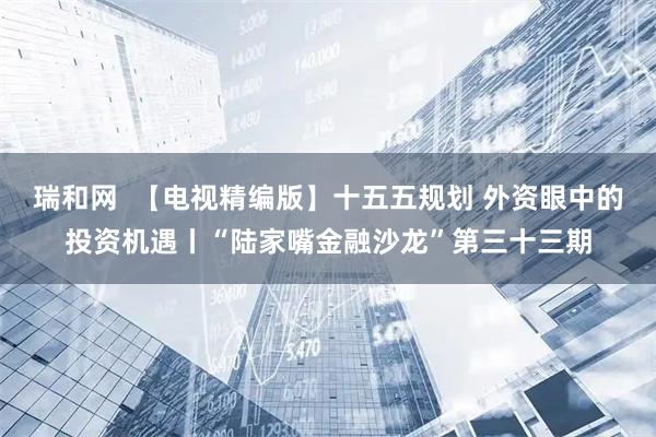 瑞和网  【电视精编版】十五五规划 外资眼中的投资机遇丨“陆家嘴金融沙龙”第三十三期